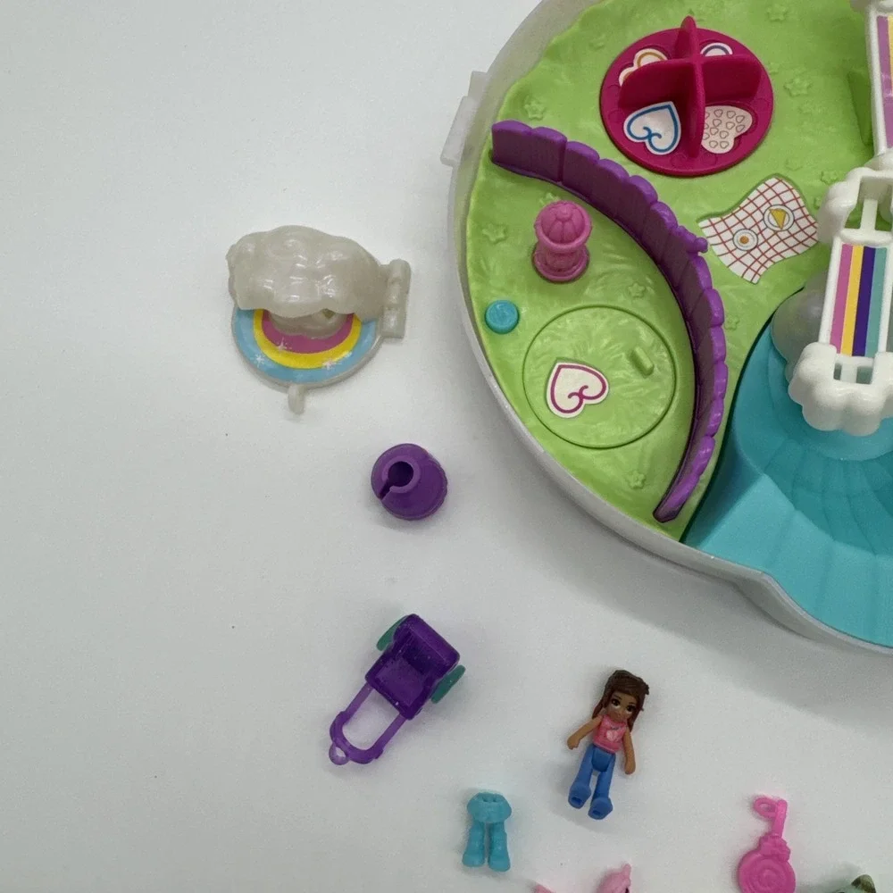 Polly Pocket Rainbow Funland Figures Unicorn Compact Accessories Lot Bundle